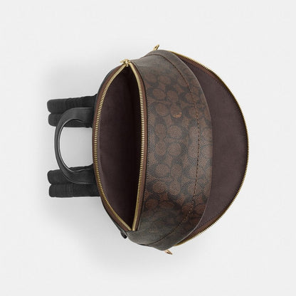 Coach Taylor Small Backpack In Signature Canvas Gold Walnut Black