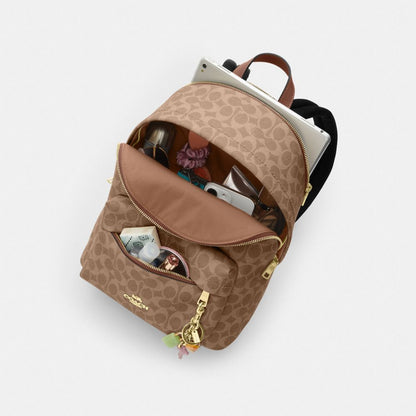 Coach Taylor Small Backpack In Signature Canvas Gold Tan Brown