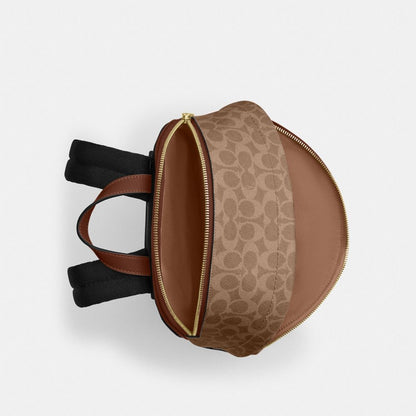 Coach Taylor Small Backpack In Signature Canvas Gold Tan Brown
