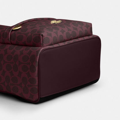 Coach Taylor Small Backpack In Signature Canvas Gold/Black Currant