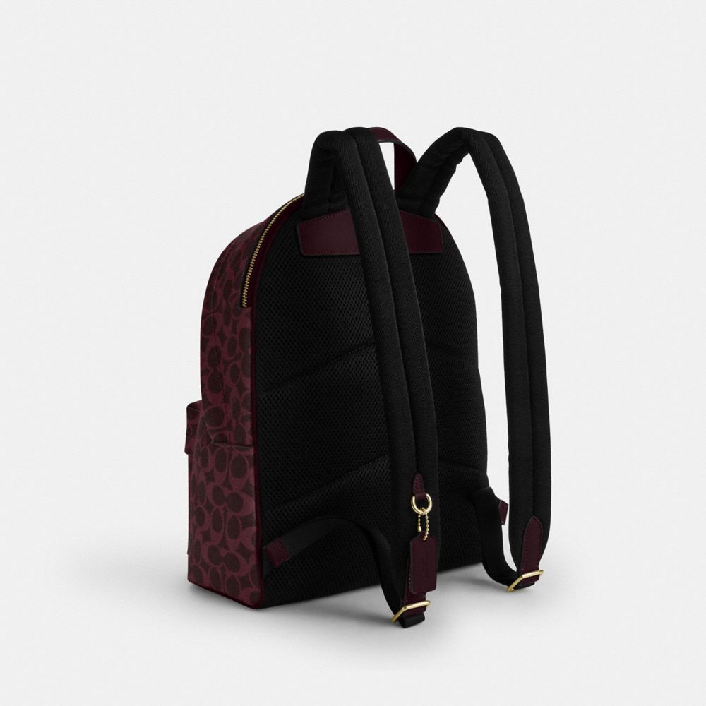Coach Taylor Small Backpack In Signature Canvas Gold/Black Currant