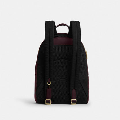 Coach Taylor Small Backpack In Signature Canvas Gold/Black Currant