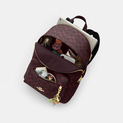 Coach Taylor Small Backpack In Signature Canvas Gold/Black Currant