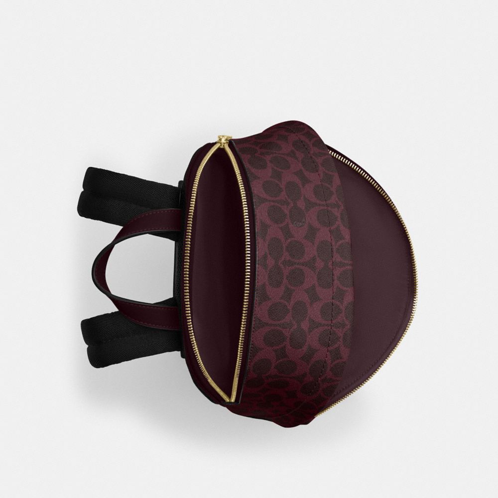 Coach Taylor Small Backpack In Signature Canvas Gold/Black Currant
