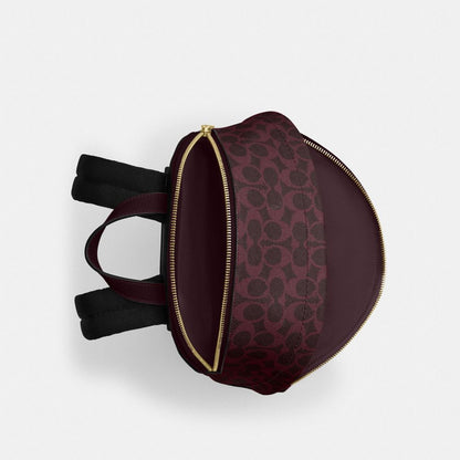 Coach Taylor Small Backpack In Signature Canvas Gold/Black Currant