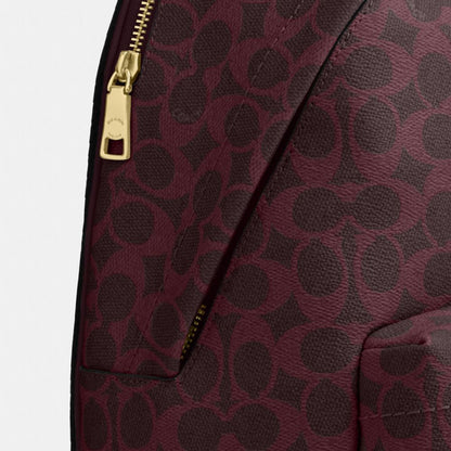 Coach Taylor Small Backpack In Signature Canvas Gold/Black Currant