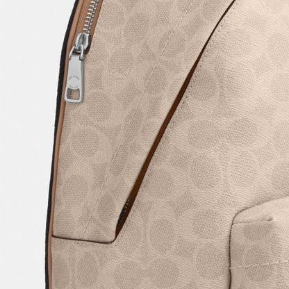 Coach Taylor Small Backpack In Signature Canvas Silver Sand Taupe