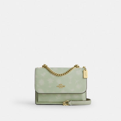Coach Mini Klare Crossbody Bag With Floral Print Gold Pale Green