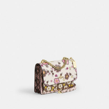Coach Mini Klare Crossbody Bag With Floral Print Gold Pink Multi