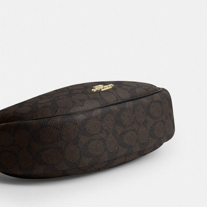 Coach Emily Shoulder Bag In Signature Canvas Gold Walnut Black