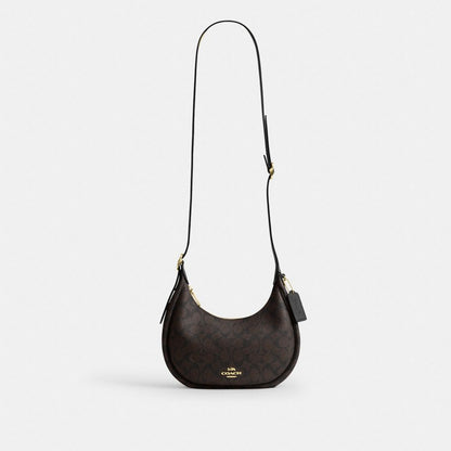 Coach Emily Shoulder Bag In Signature Canvas Gold Walnut Black
