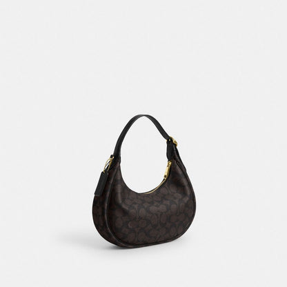 Coach Emily Shoulder Bag In Signature Canvas Gold Walnut Black