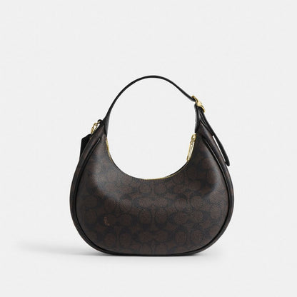 Coach Emily Shoulder Bag In Signature Canvas Gold Walnut Black