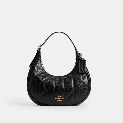 Coach Emily Shoulder Bag With Quilting Gold Black