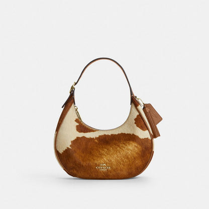Coach Emily Shoulder Bag In Haircalf With Cow Print Gold Cow Multi
