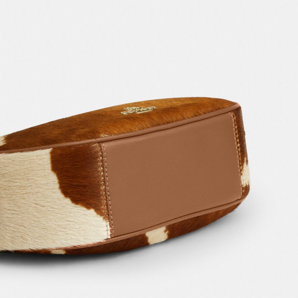 Coach Emily Shoulder Bag In Haircalf With Cow Print Gold Cow Multi