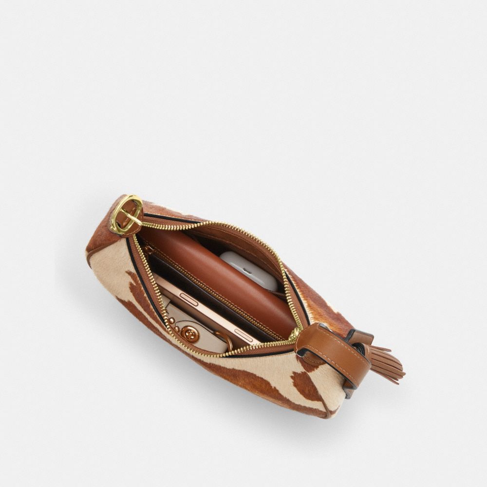Coach Emily Shoulder Bag In Haircalf With Cow Print Gold Cow Multi