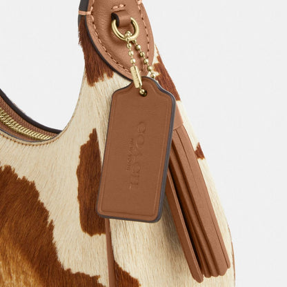 Coach Emily Shoulder Bag In Haircalf With Cow Print Gold Cow Multi