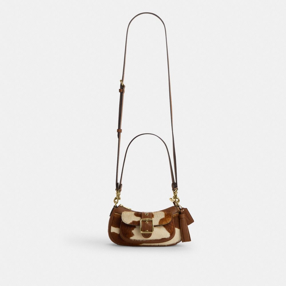 Coach Ashton Mini Shoulder Bag In Haircalf With Cow Print Gold Cow Multi