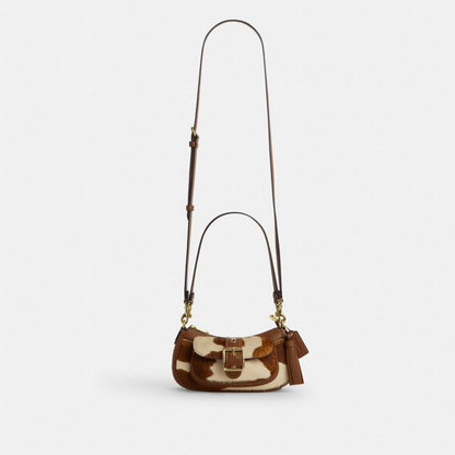Coach Ashton Mini Shoulder Bag In Haircalf With Cow Print Gold Cow Multi