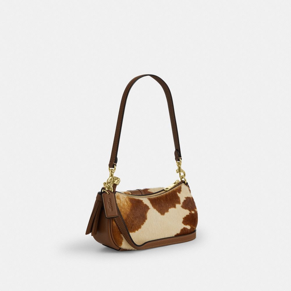 Coach Ashton Mini Shoulder Bag In Haircalf With Cow Print Gold Cow Multi