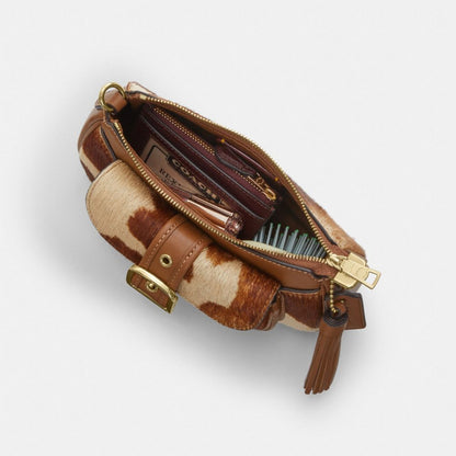 Coach Ashton Mini Shoulder Bag In Haircalf With Cow Print Gold Cow Multi