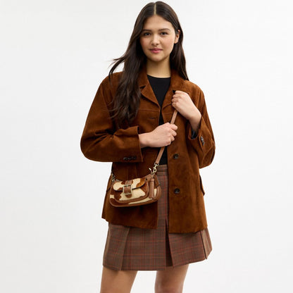 Coach Ashton Mini Shoulder Bag In Haircalf With Cow Print Gold Cow Multi
