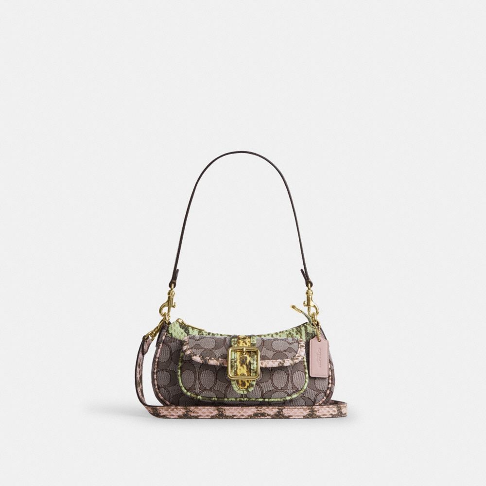 Coach Ashton Mini Shoulder Bag In Signature Jacquard Gold Oak Multi