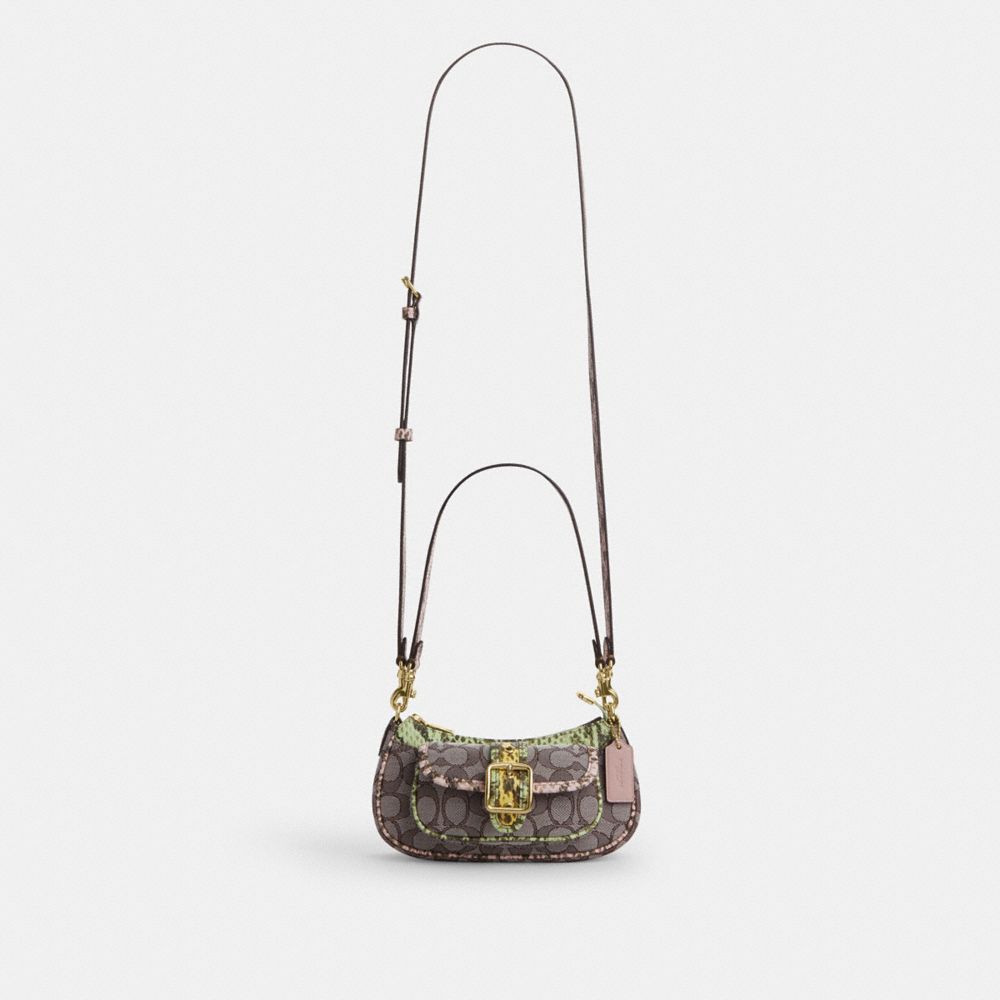 Coach Ashton Mini Shoulder Bag In Signature Jacquard Gold Oak Multi