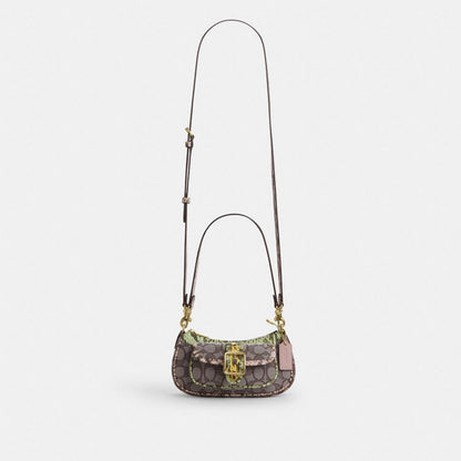 Coach Ashton Mini Shoulder Bag In Signature Jacquard Gold Oak Multi