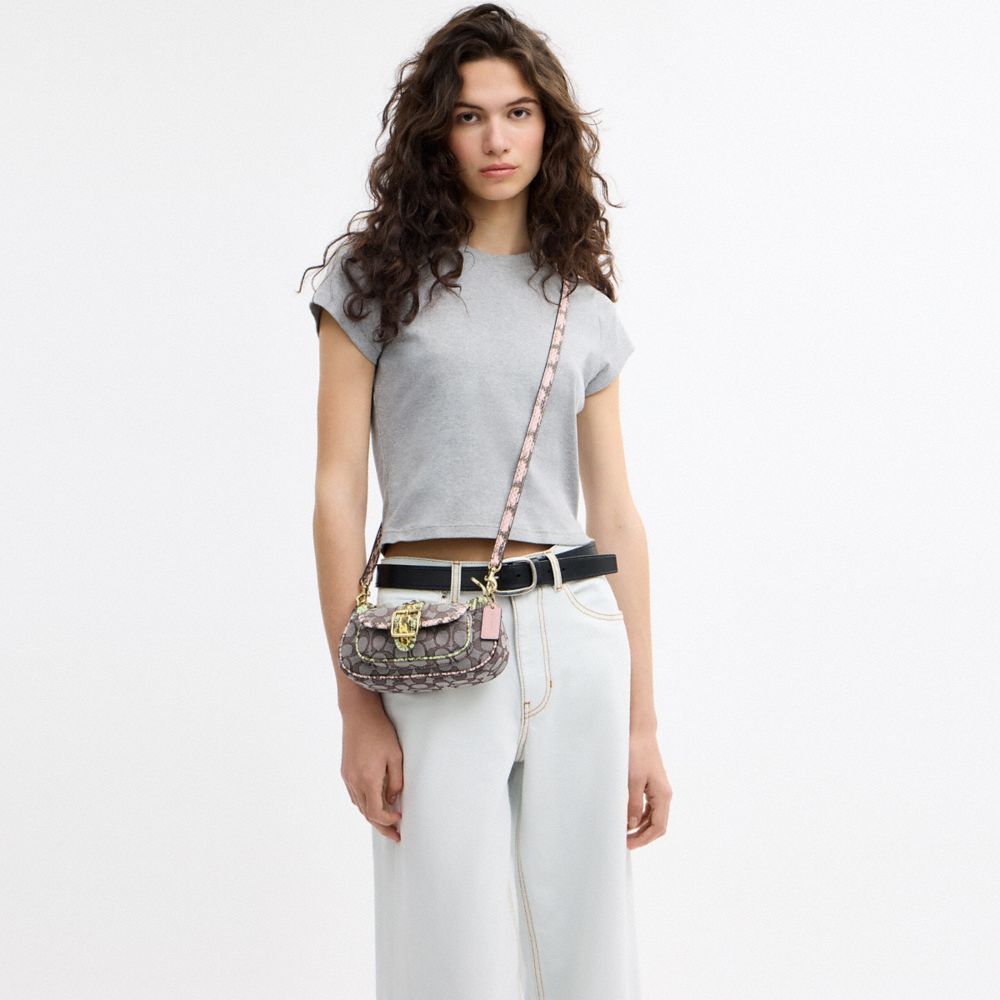 Coach Ashton Mini Shoulder Bag In Signature Jacquard Gold Oak Multi