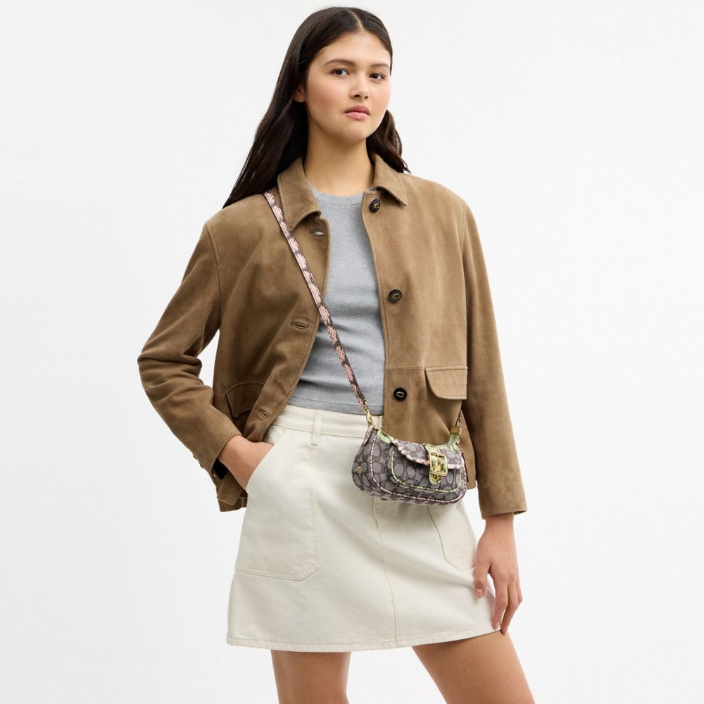Coach Ashton Mini Shoulder Bag In Signature Jacquard Gold Oak Multi