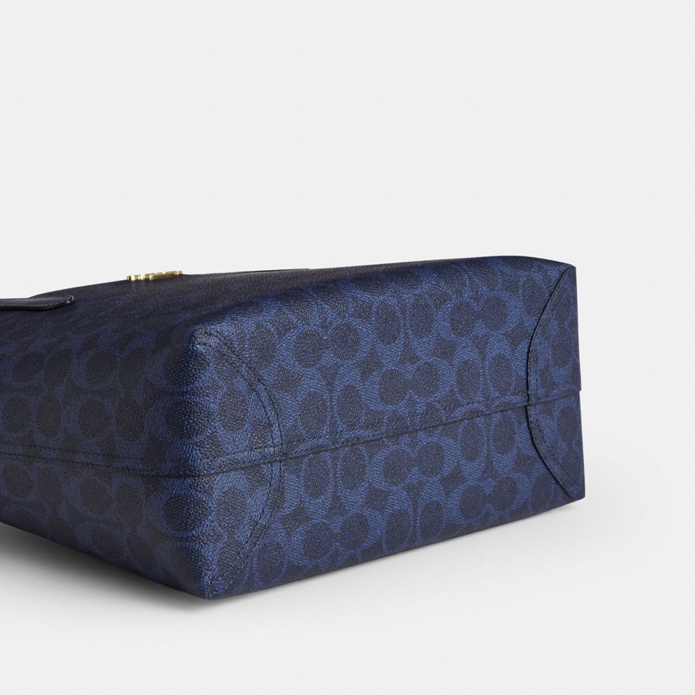 Coach Medium City Tote Bag In Signature Canvas Gold/Navy