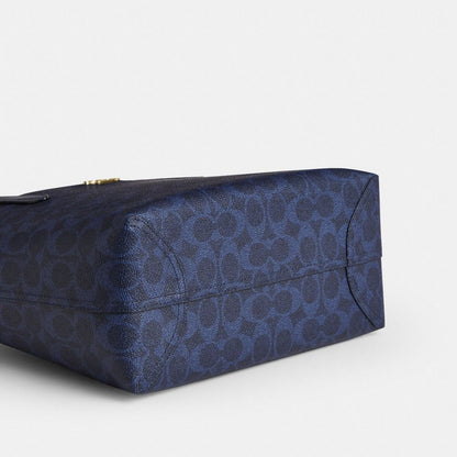 Coach Medium City Tote Bag In Signature Canvas Gold/Navy