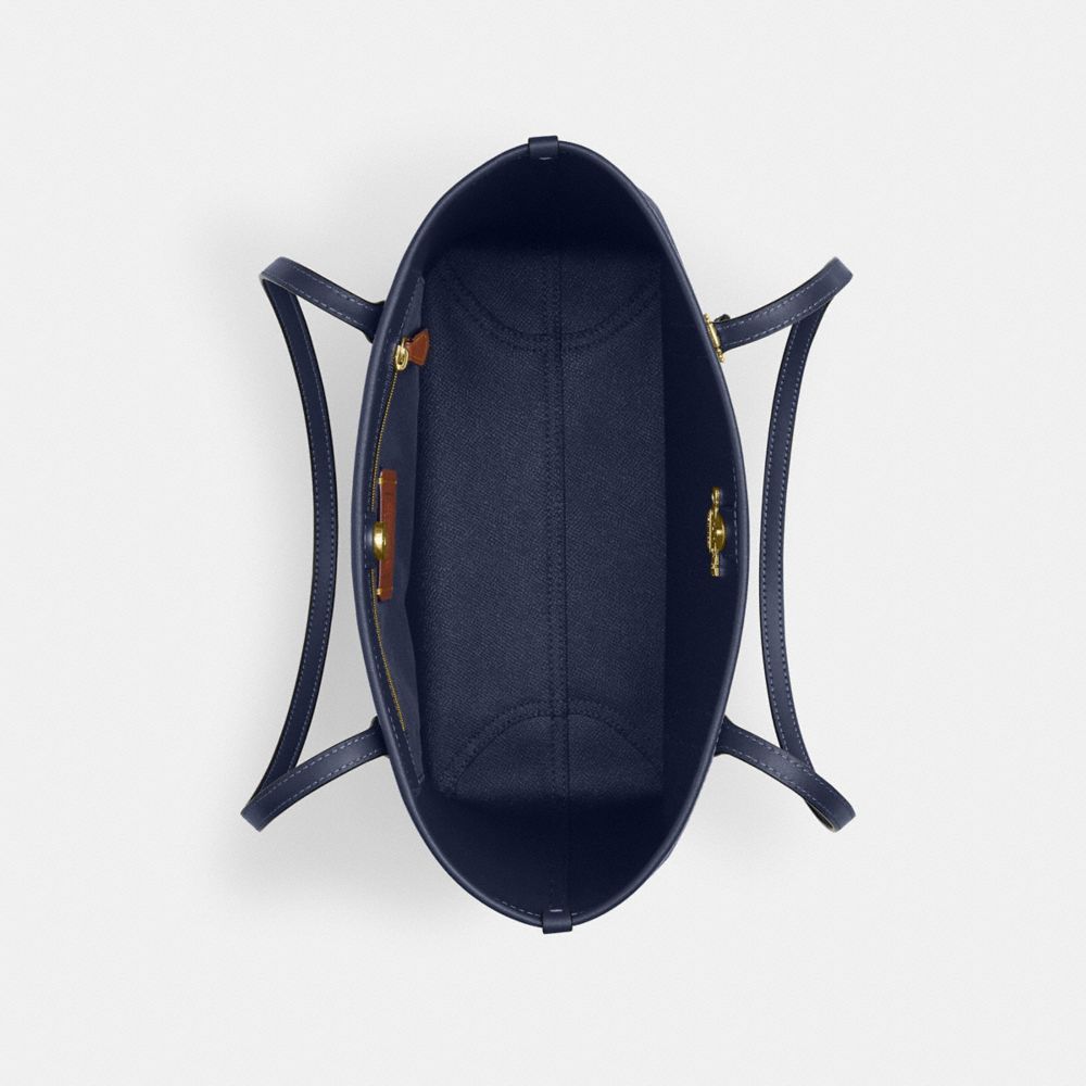 Coach Medium City Tote Bag In Signature Canvas Gold/Navy