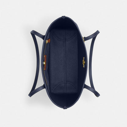 Coach Medium City Tote Bag In Signature Canvas Gold/Navy
