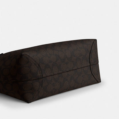 Coach Medium City Tote Bag In Signature Canvas Gold Walnut Black