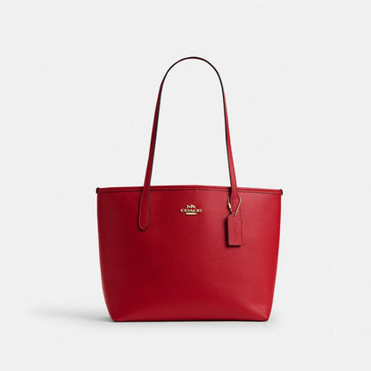 Coach Medium City Tote Bag Gold Bright Cardinal