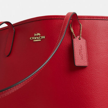 Coach Medium City Tote Bag Gold Bright Cardinal