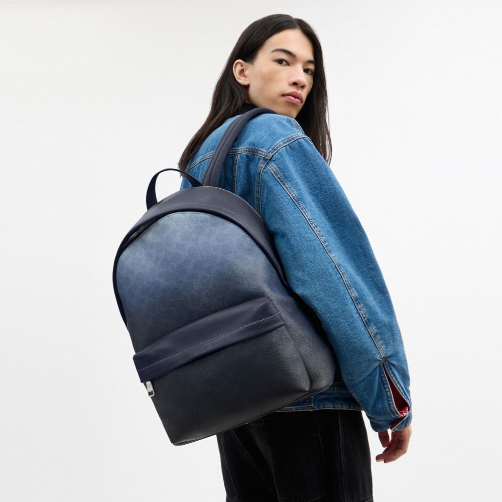 Coach Taylor Backpack In Ombre Signature Canvas Silver Blue