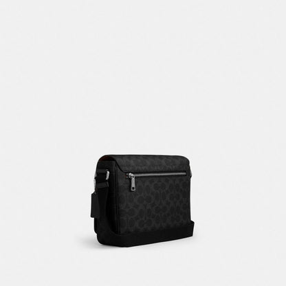 Coach Jack Messenger Bag In Signature Canvas Silver Black Signature