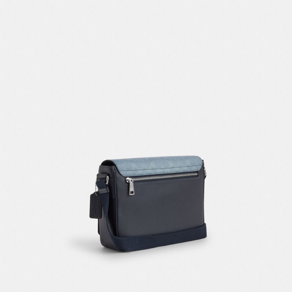 Coach Jack Messenger Bag In Ombre Signature Canvas Silver Blue