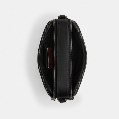 Coach Graham Crossbody Bag In Signature Canvas With Stripes Gunmetal Black Grey