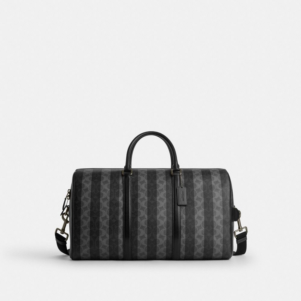 Coach Venturer Bag In Signature Canvas With Stripes Gunmetal Black Grey