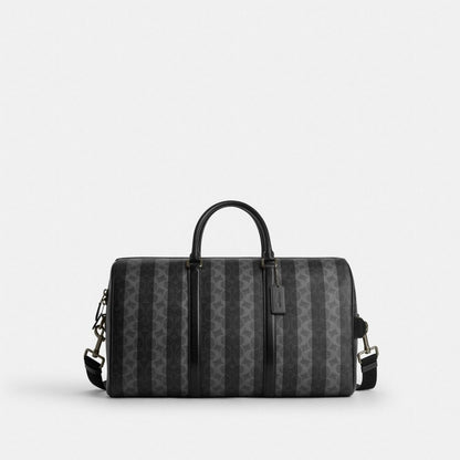 Coach Venturer Bag In Signature Canvas With Stripes Gunmetal Black Grey