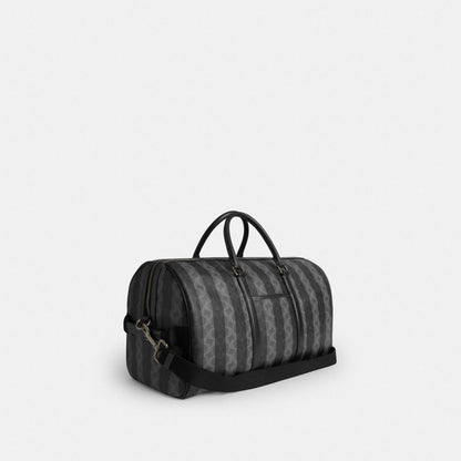Coach Venturer Bag In Signature Canvas With Stripes Gunmetal Black Grey