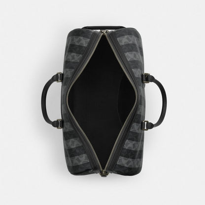Coach Venturer Bag In Signature Canvas With Stripes Gunmetal Black Grey