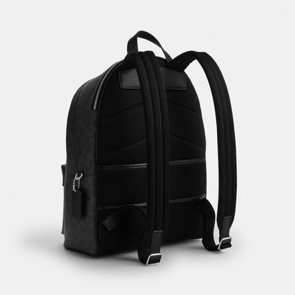Coach Taylor Backpack In Signature Canvas Silver Black Signature