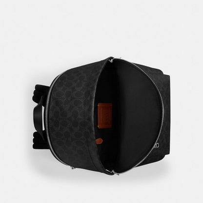 Coach Taylor Backpack In Signature Canvas Silver Black Signature