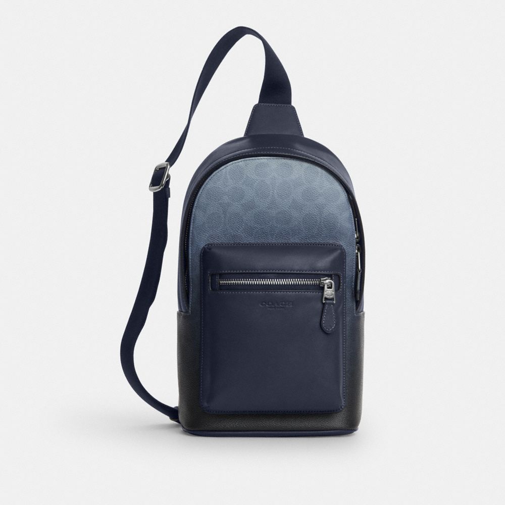 Coach West Pack In Ombre Signature Canvas Silver Blue